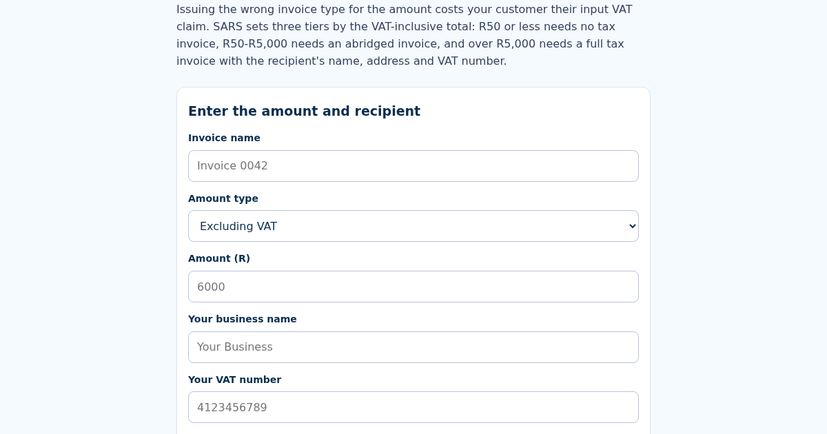 SAVATInvoice: VAT Invoice Generator for South African SMEs